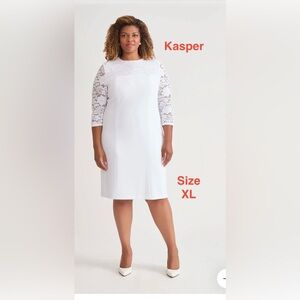 Kasper Yoke Sheath Dress, White
